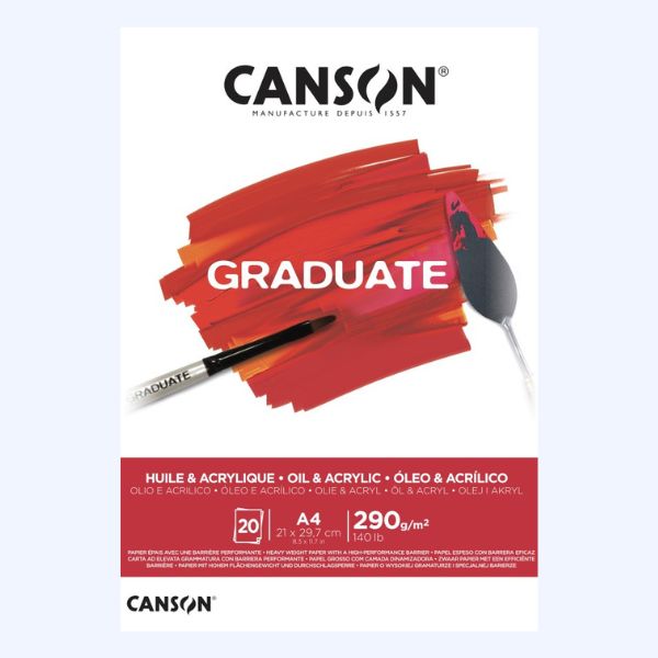 Öljy- ja akryylilehtiö Canson Graduate 290g A4 20 kpl
